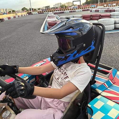Miniatura 5 de Casco de Bicicleta de Tierra para Jóvenes Niños para Niños y Niñas, F001 Casco de Motocicleta de Cara Completa para Todoterreno ATV Conducción en