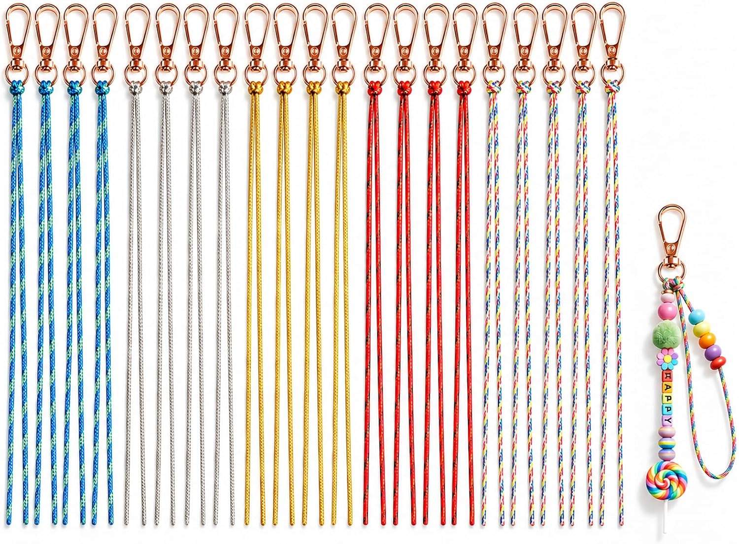 Paracord Keychain Kit, 10 Pcs Beadable Keychain Making Kit with 2mm Cord