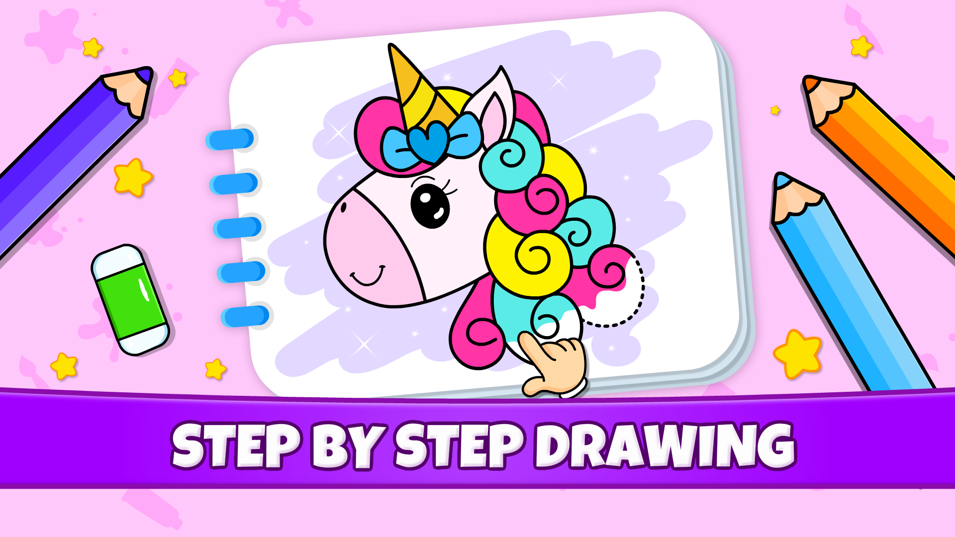 Unicorn Coloring Games: Drawing for Kids, Rainbow Color Pages ...