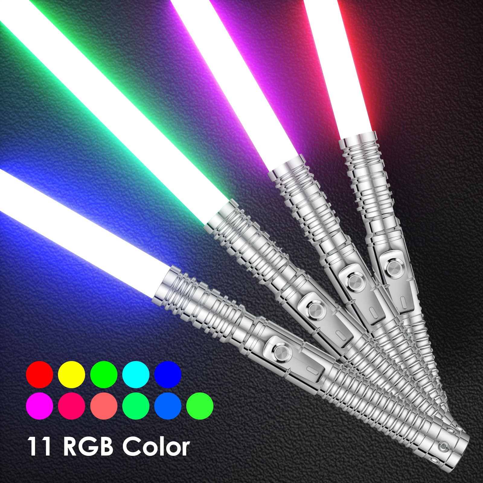 miecz świetlny dla dzieci i dorosłych 2 w 1 RGB, 15 kolorów, ładowany przez USB, czarna metalowa rękojeść, miecz odpowiedni na Halloween, Boże Narodzenie, imprezę cosplay