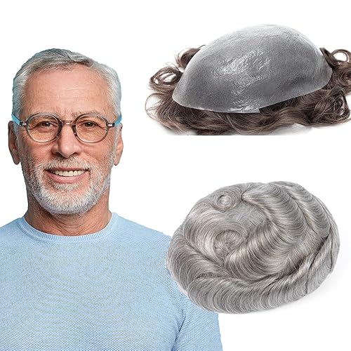 Miniatura 16 de GEXWORLDWIDE GEX - Peluca de cabello humano ultra fino de 62 colores para hombre, 0.002 in, 8 x 10 pulgadas, cabello humano negro azabache oscuro