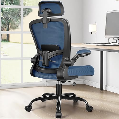 FelixKing Silla de oficina ergonómica, silla de escritorio con reposacabezas y soporte lumbar ajustable, silla giratoria para oficina en casa con