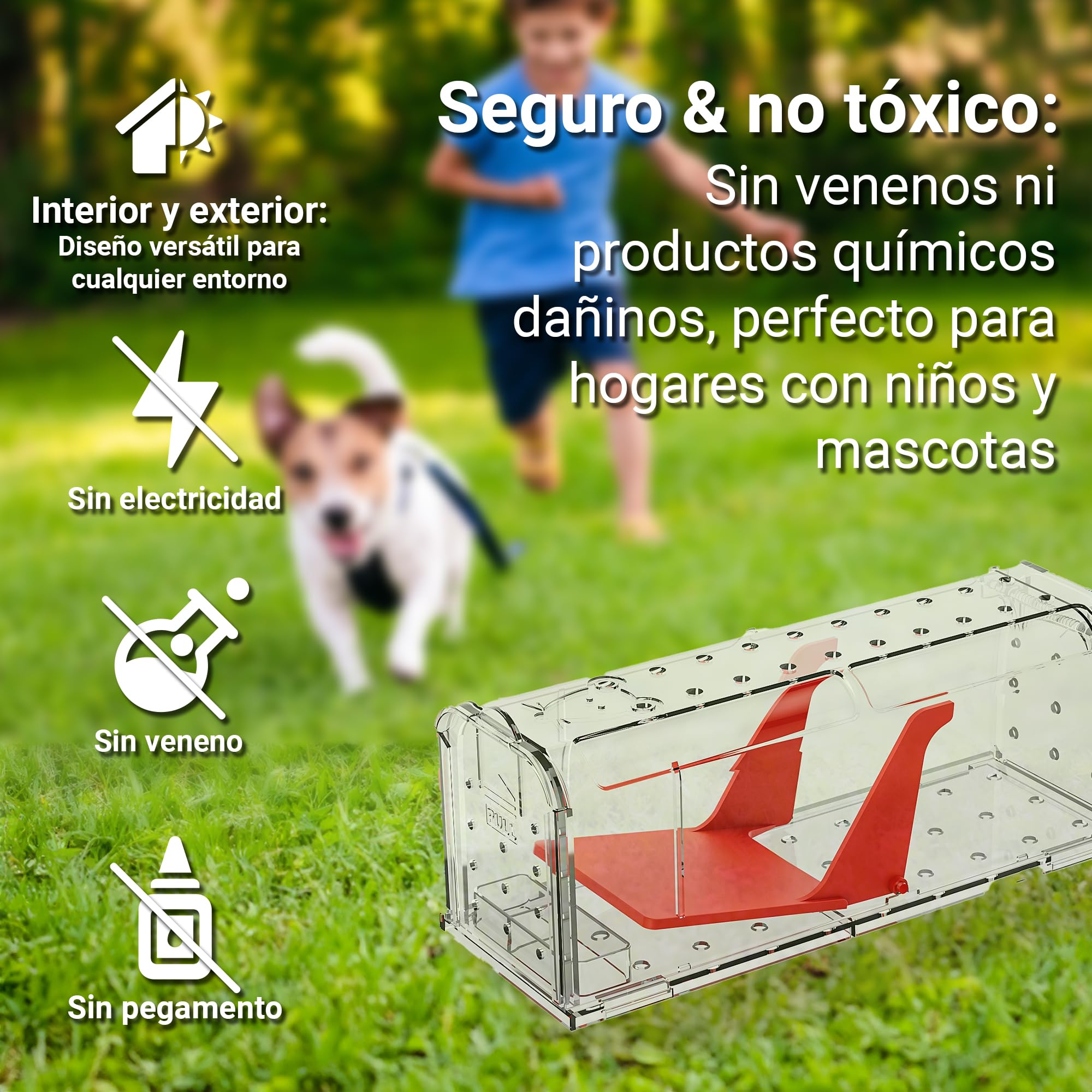 Roshield 4 X Trampas humanas para Ratones en Interiores y Exteriores, Trampa de plagas para atrapar Vivos. Amigable con Mascotas y niños. Trampa Reutilizable para roedores y Ratones.
