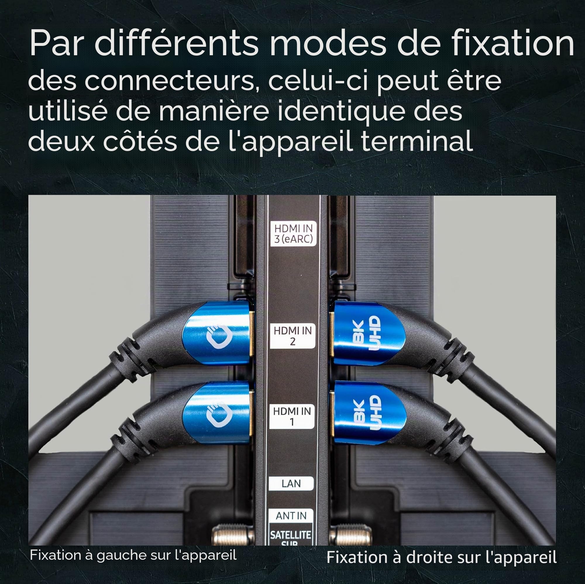 Oehlbach Shape Magic 40-8K Câble HDMI 2.1 ultra haute vitesse – Certifié 48 Gbps (fiche coudée à 40 °, triple blindage OFC en cuivre monté), noir, 3 m