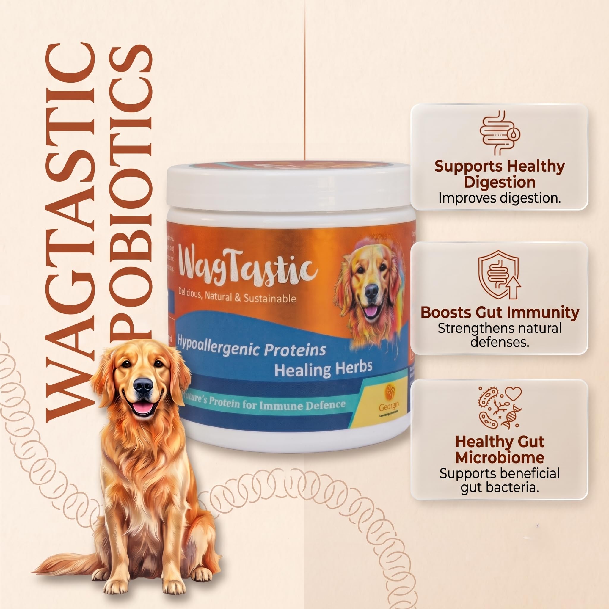 Wagtastic Dog Immunity & Gut Health Supplement Powder 150g Pack of 1 - Probiotics, Seaweed, Turmeric, Flaxseed & Ashwagandha for Digestion, Skin, Coat & Immune Support for Dogs of All Breeds — Amazon image 6