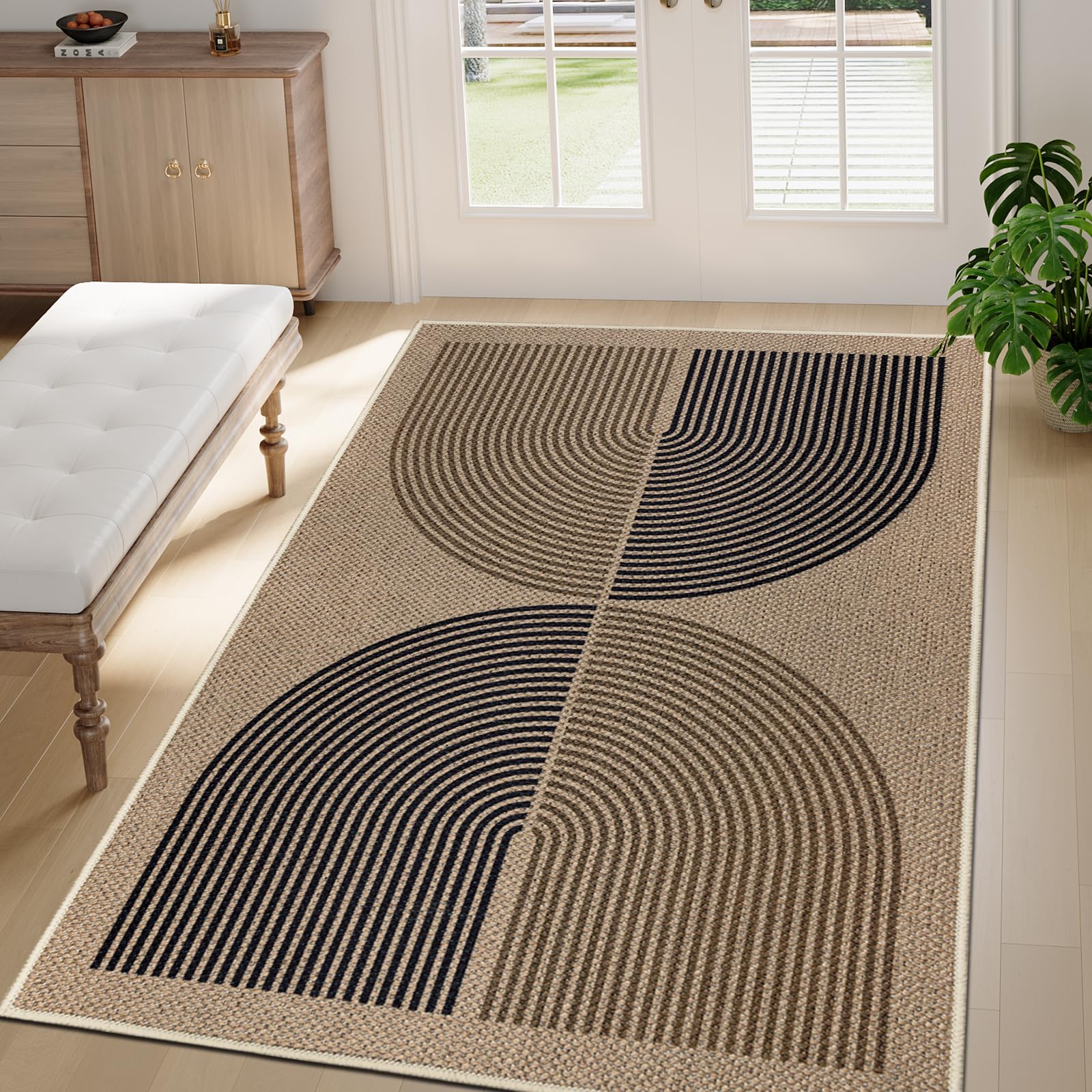 Capslpad doormat indoor and outdoor 90 x 150 cm, non-slip washable dirt trapper mat Absorbent Thin door mat, outdoor foot mat for front door, entrance area, balcony, black brown — image 1