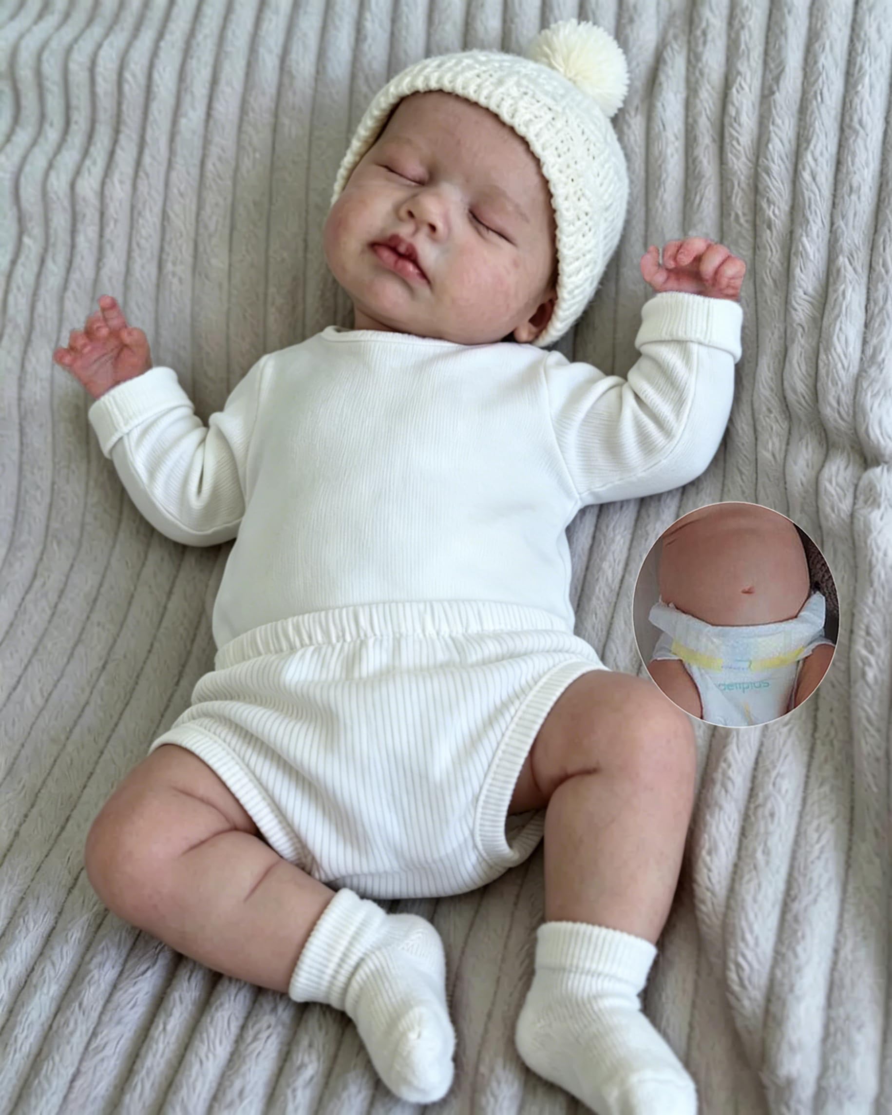 Anano Reborn Baby Mädchen Lebensrecht 18 Zoll Ganzkörper Silikon Puppen Wie Echte Puppen Aussehen, Reborn Baby Vollsilikon Lebensecht Newborn Babies Mädchen