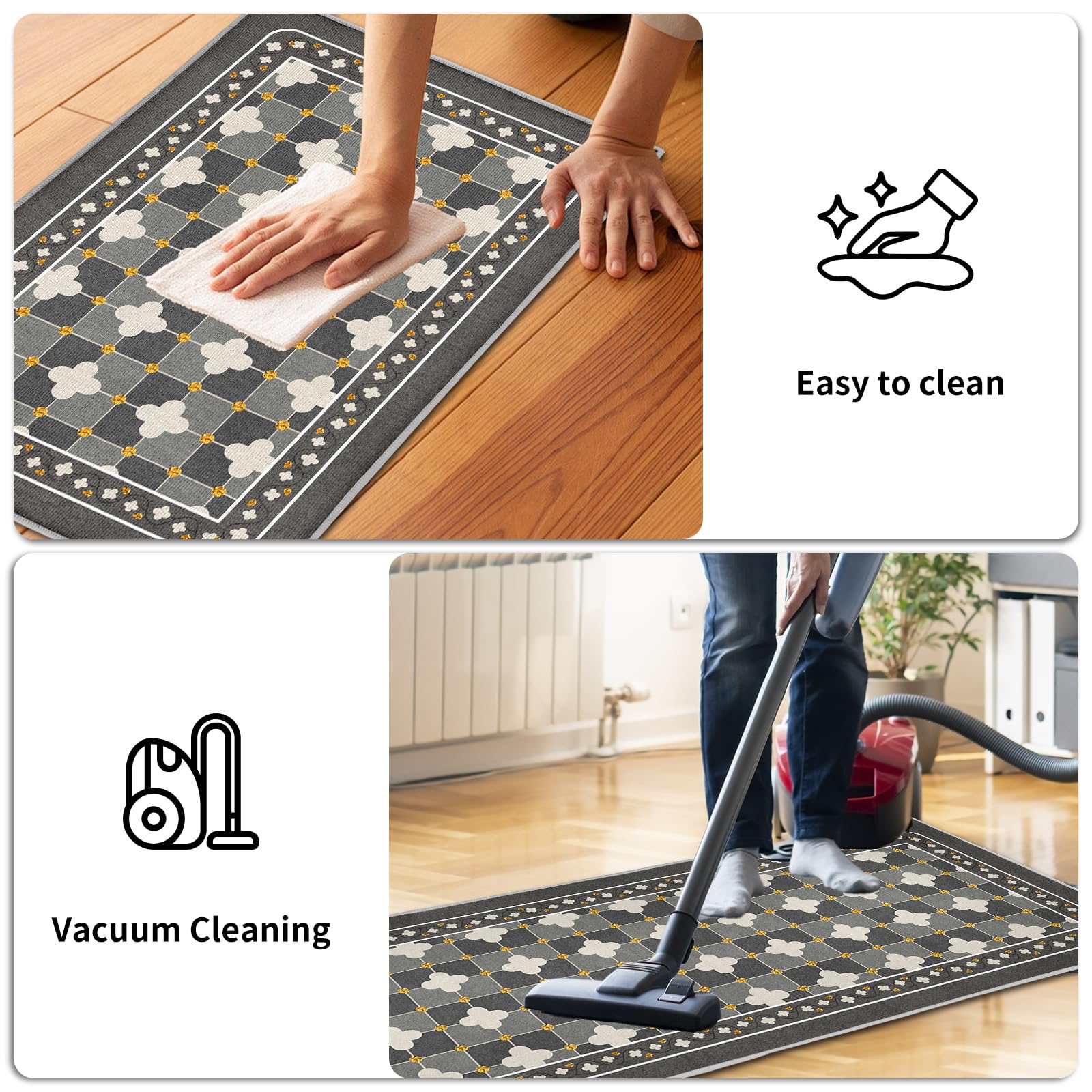 Tapis de cuisine antidérapants lavables anti-fatigue 43 x 150 cm Lot de 2