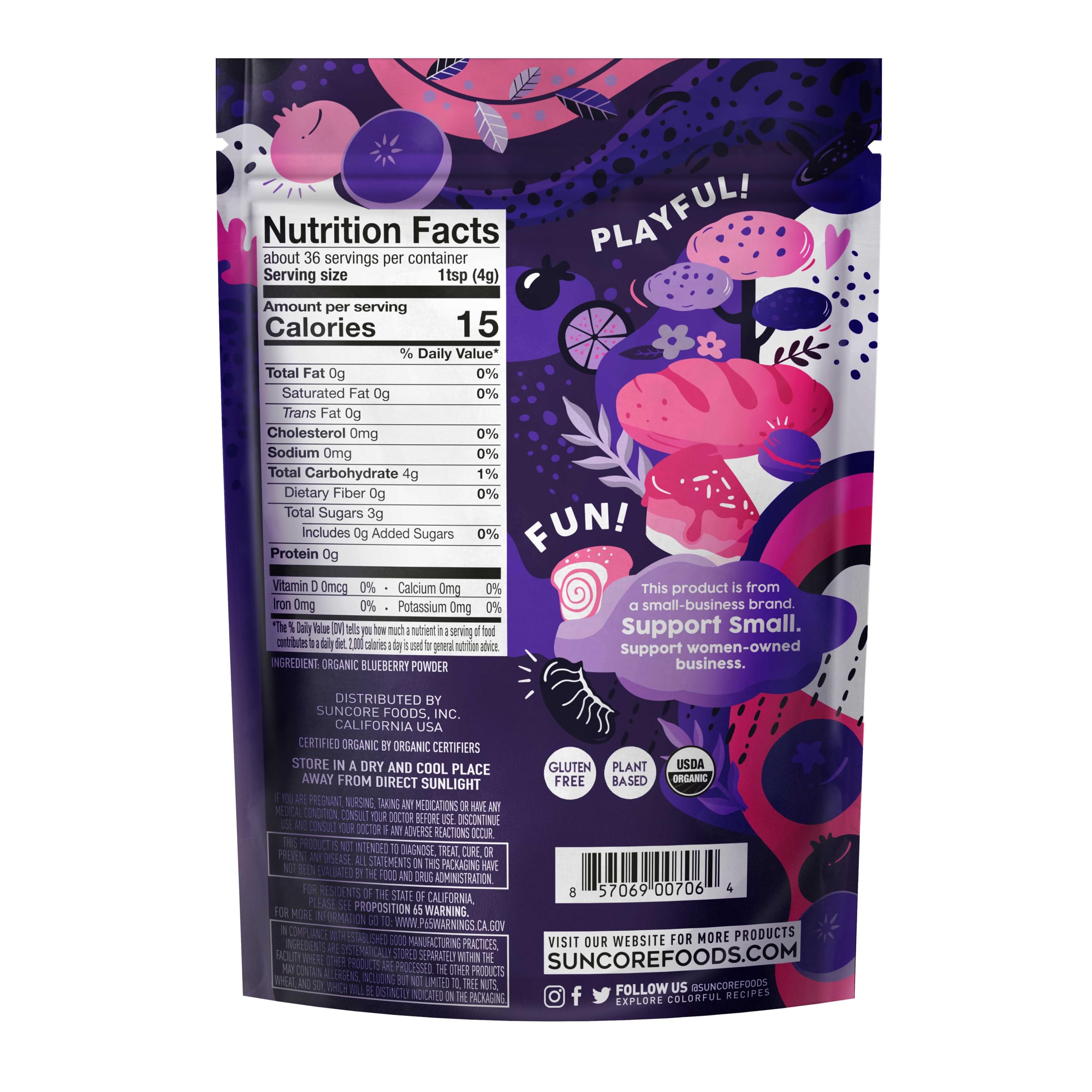 Polvo orgánico de arándanos índigo, polvo colorante alimentario morado, sin gluten, sin OMG, 5 onzas (paquete de 1) 2