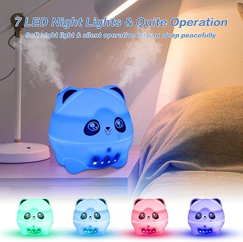 Miniatura 5 de Mini Cool Mist Humidifier - Quiet Aroma Diffuser with 7 Color LED Lights, 2 Mist Levels, Timer & Auto Shut-Off for Bedroom and Office