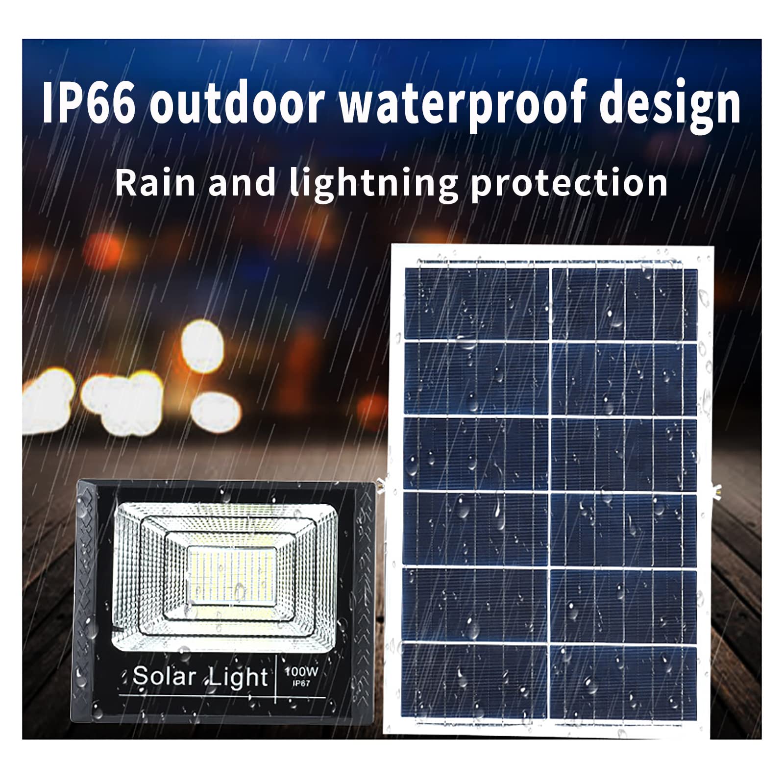 Projecteur Solaire200W 300W 400W,lampe Solaire Exterieur Contrôle Intelligent De La Lumière étanche IP66,lumiere Solaire Jardin Convient Pour Les Cours, Les Jardins, Les Routes (300W)