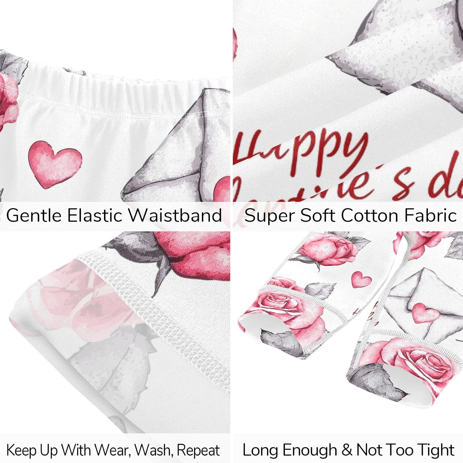 vvfelixl Baby Clothes Valentine‘s Rose Baby Bodysuits Set Unisex Short Sleeve Babys Pants Sets 0-3M