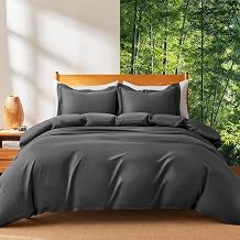 MR&HM Silky Cooling Duvet Cover King for Hot Sleepers 106"x90", Breathable & Moisture-Wicking Comforter Cover, 3 Pieces Ultra-Soft Bedding Duvet Cover Set with Zipper Closure Dark Grey