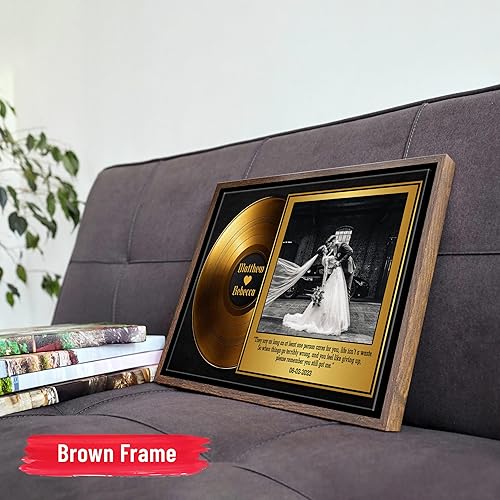 Vista 202 de H-DEWALL Letras de canciones personalizadas, lienzo enmarcado en marrón, música romántica del día de San Valentín, regalo personalizado para marido