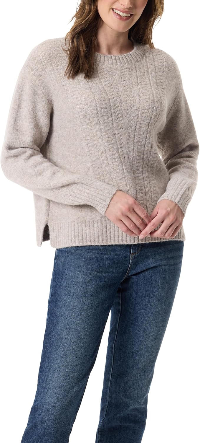 Gloria Vanderbilt Women's Justine Crew Neck Textured Stitch Pullover Sweater Standard