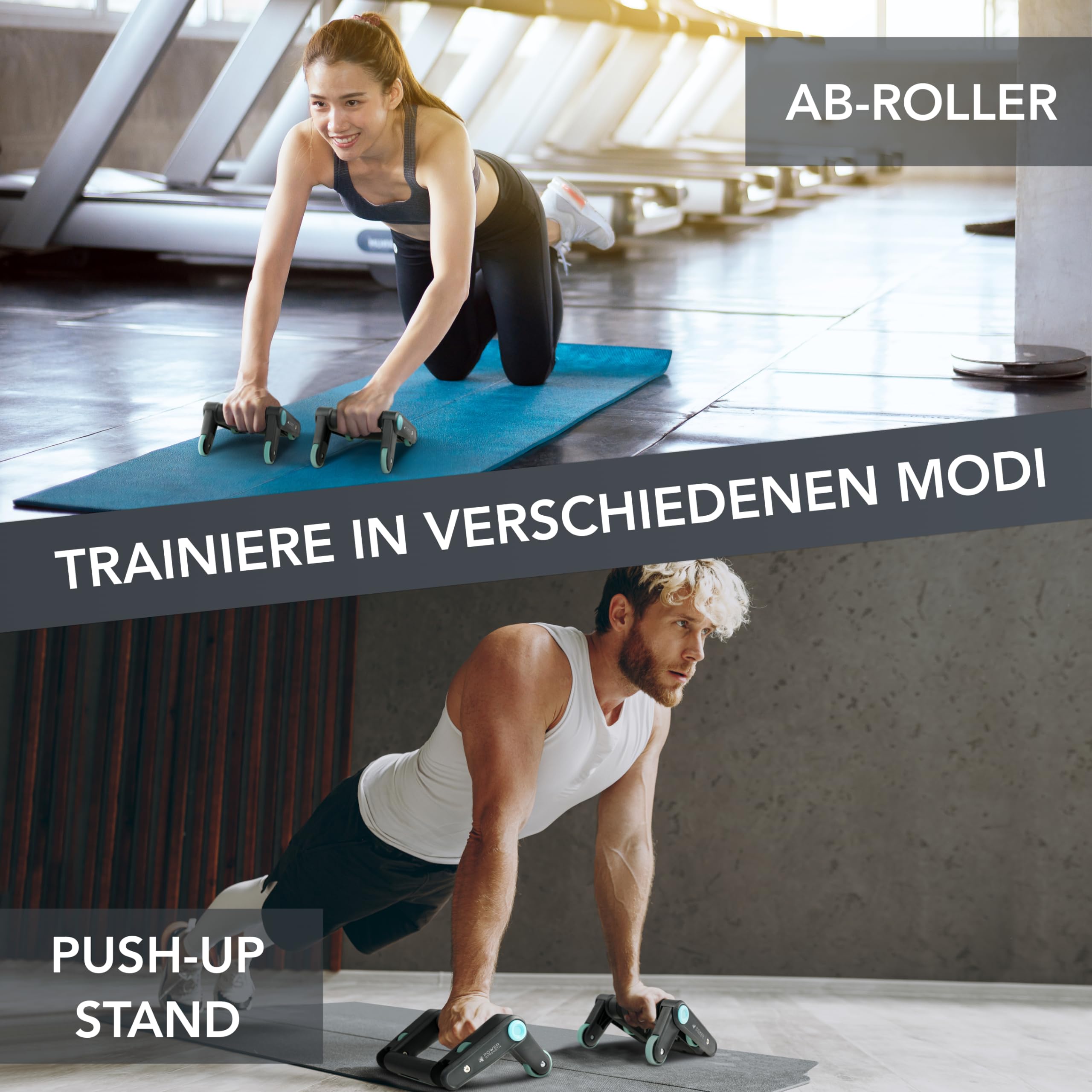 Power Strength Impugnature per flessioni, Attrezzi Palestra – Costruzione muscolare ottimale con funzione Ab Roller e maniglie extra confortevoli – Massimizza il tuo successo fitness