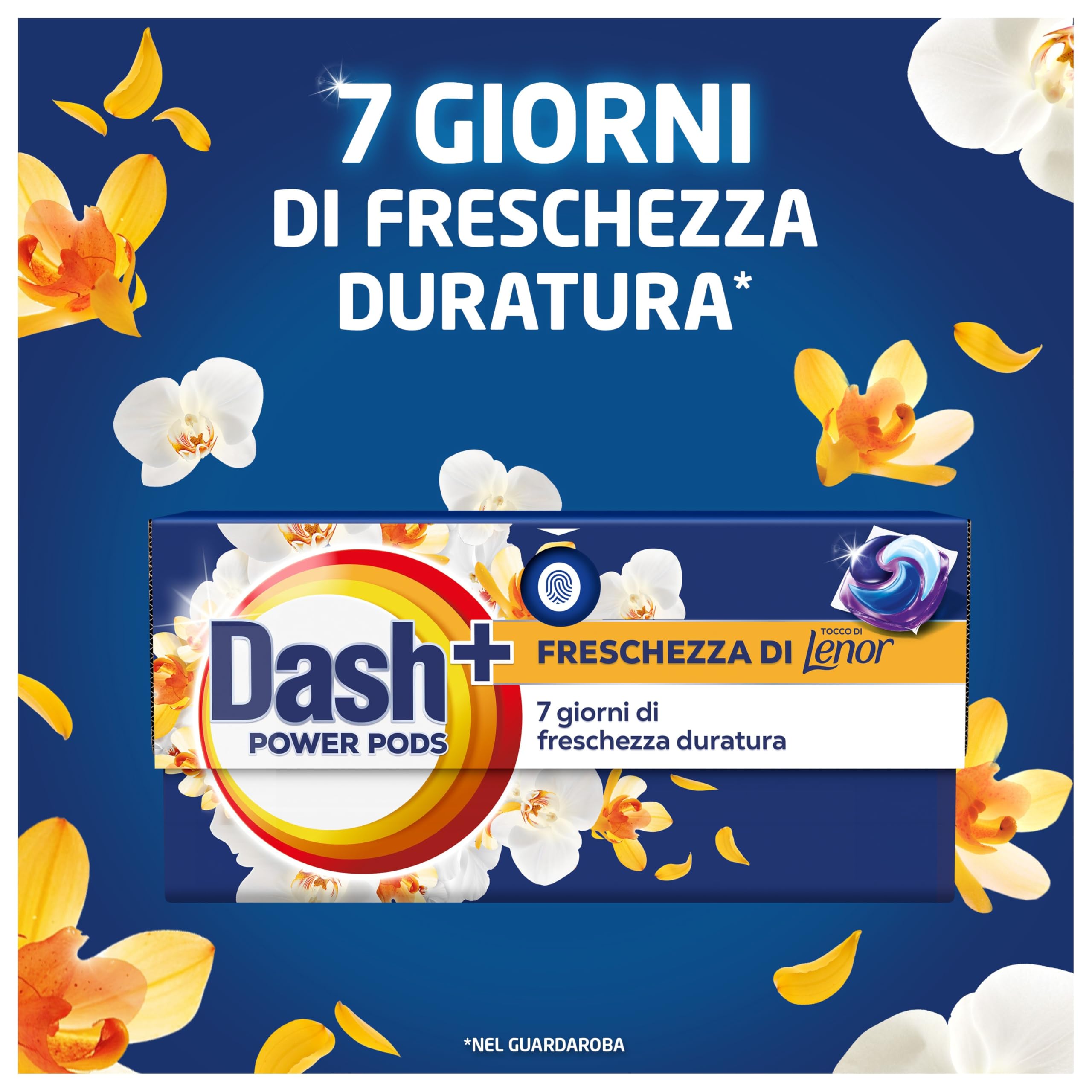 Dash Power Pods Detersivo Lavatrice In Capsule, 105 Lavaggi(3x35), Freschezza Di Lenor, Oro e Fiori di Vaniglia, Freschezza che dura 7 Giorni, Pulizia Impeccabile