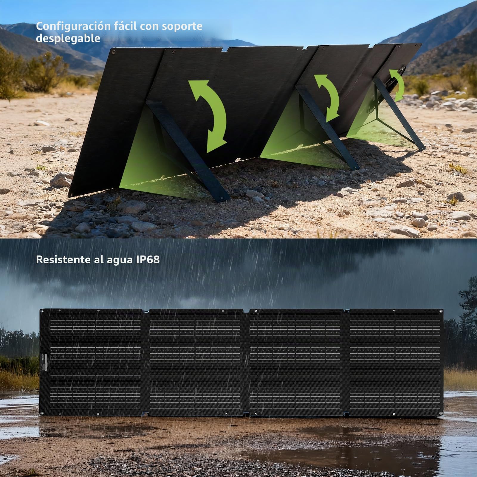 ALLPOWERS Panel solar portátil SE200 de 200 W, cargador solar plegable de alta eficiencia, IP68 impermeable, para generadores solares, camping, RV fuera de la red
