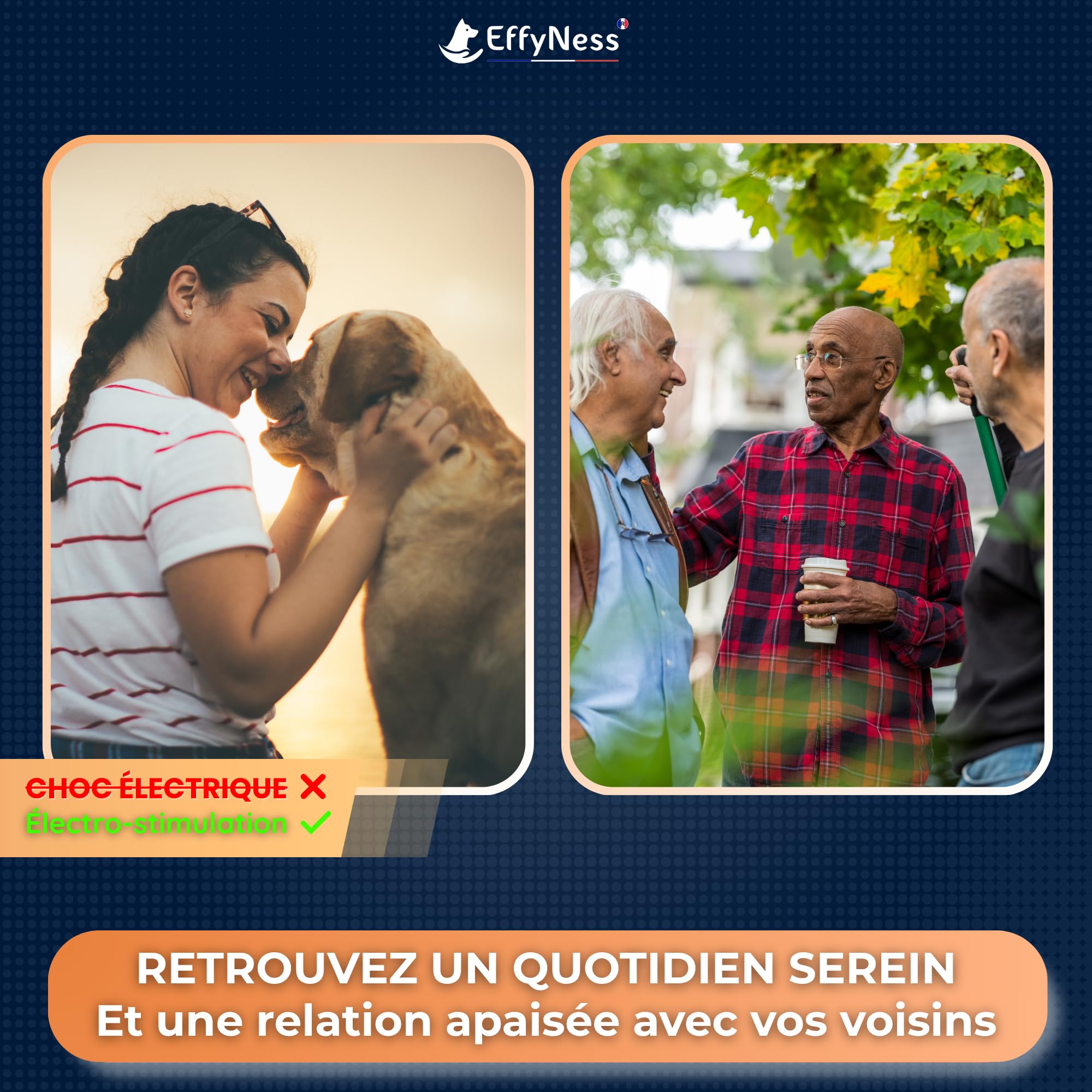 Collier Anti Aboiement Chien - Innovation 2025 : résultat Stop immédiat - Dressage Automatique - Réglable - 5 Niveaux - Rechargeable - électro-Stimulation Douce - Petits et Gros Chiens - EducaLoop