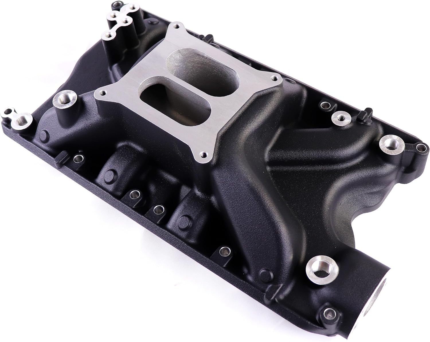 7181 84023 Intake Manifold Aluminum Dual Plane Compatible with Ford Small Block Windsor 351/5.8L 1969-1997 SBF 351W 1,500-6,800 RPM V8 Engine Black
