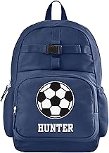 Let's Make Memories Personalized Kids Backpack with Lunchbox + Notebook (Optional) - Backpack for School - Back to School - Bookbag For Sports Team Player Athlete - Navy Blue - Soccer