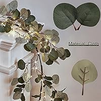 Vista 3 de Birchlitland Guirnalda de luces decorativas de 6 pies, 96 luces LED de hadas, guirnaldas de ramas de eucalipto iluminadas con temporizador, funciona