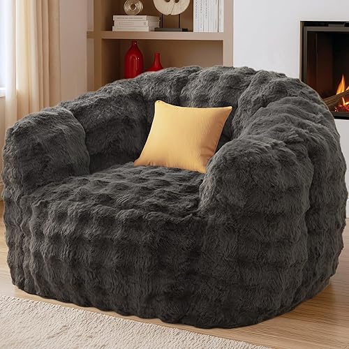 KINGYES Giant Bean Bag Chair, Oversized Bean Bag Couch with Premium Memory Foam Filler and Durable Fabric Cover, Gray(Pillow not Included)