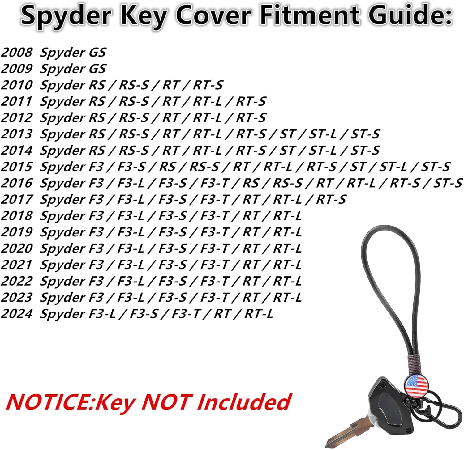Key Cover Sporty Key Shell Ignition Key Fob Case w/Lanyard For Can-Am Spyder F3 RT RT-S ST RSi RT-L Accessories