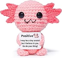 Adorable Mini Knitted Wool Axolotl Toy with Positive Card - Handcrafted Crochet Doll for Emotional Support & Cheer-Up Gifts