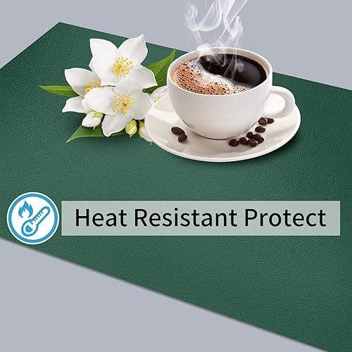 Miniatura 6 de Herda Juego de 4 manteles individuales de cuero para mesa, lavables, lavables, impermeables, para interiores, hogar, cocina, comedor, fácil de