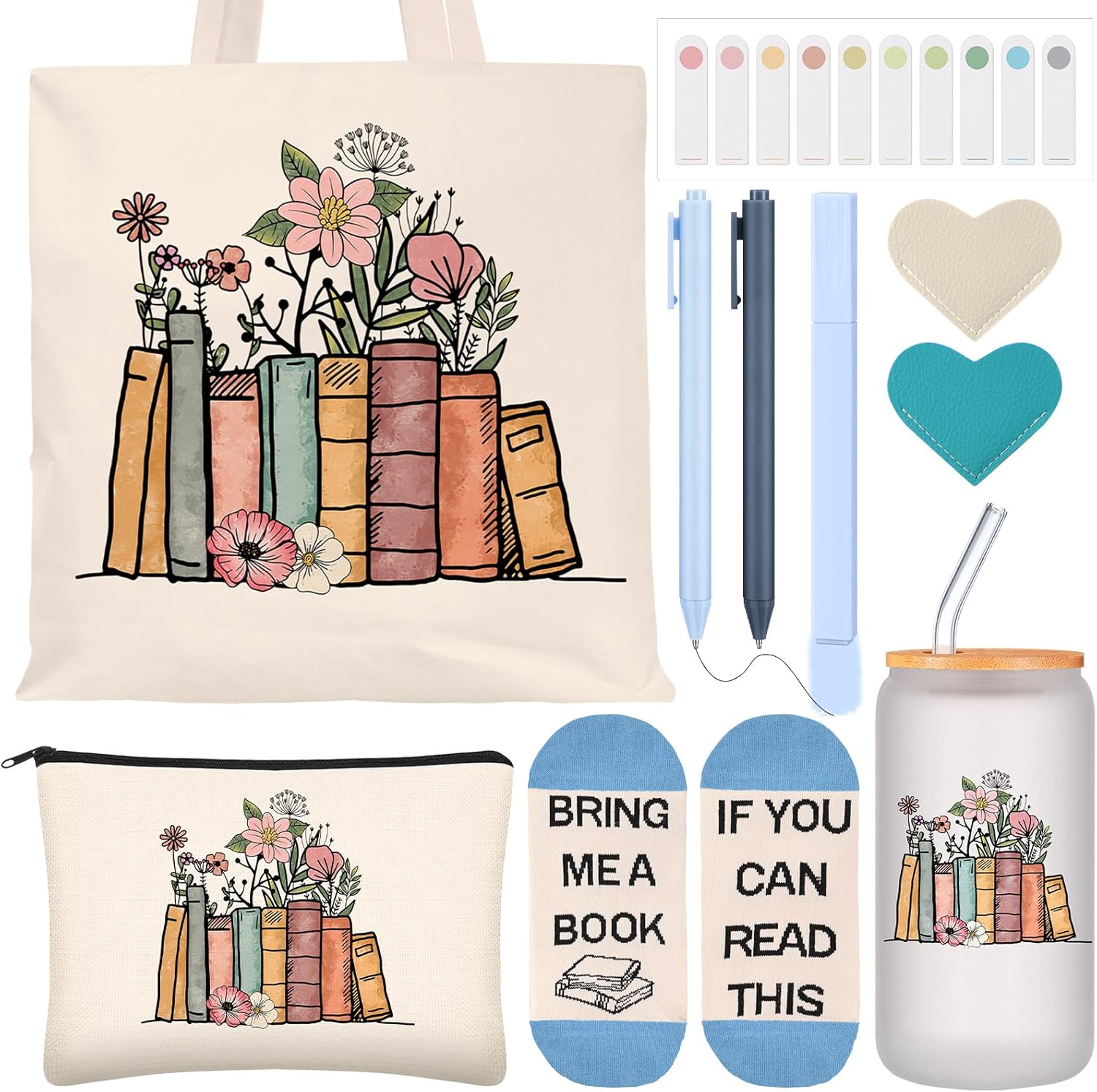 10 Pcs Valentines Book Lovers Gifts for Women Bookish Birthday Gift for Valentine's Day Reader Boss Book Club Customer Coworkers Teacher Nurse Professional Librarians Bookworms(Blue)