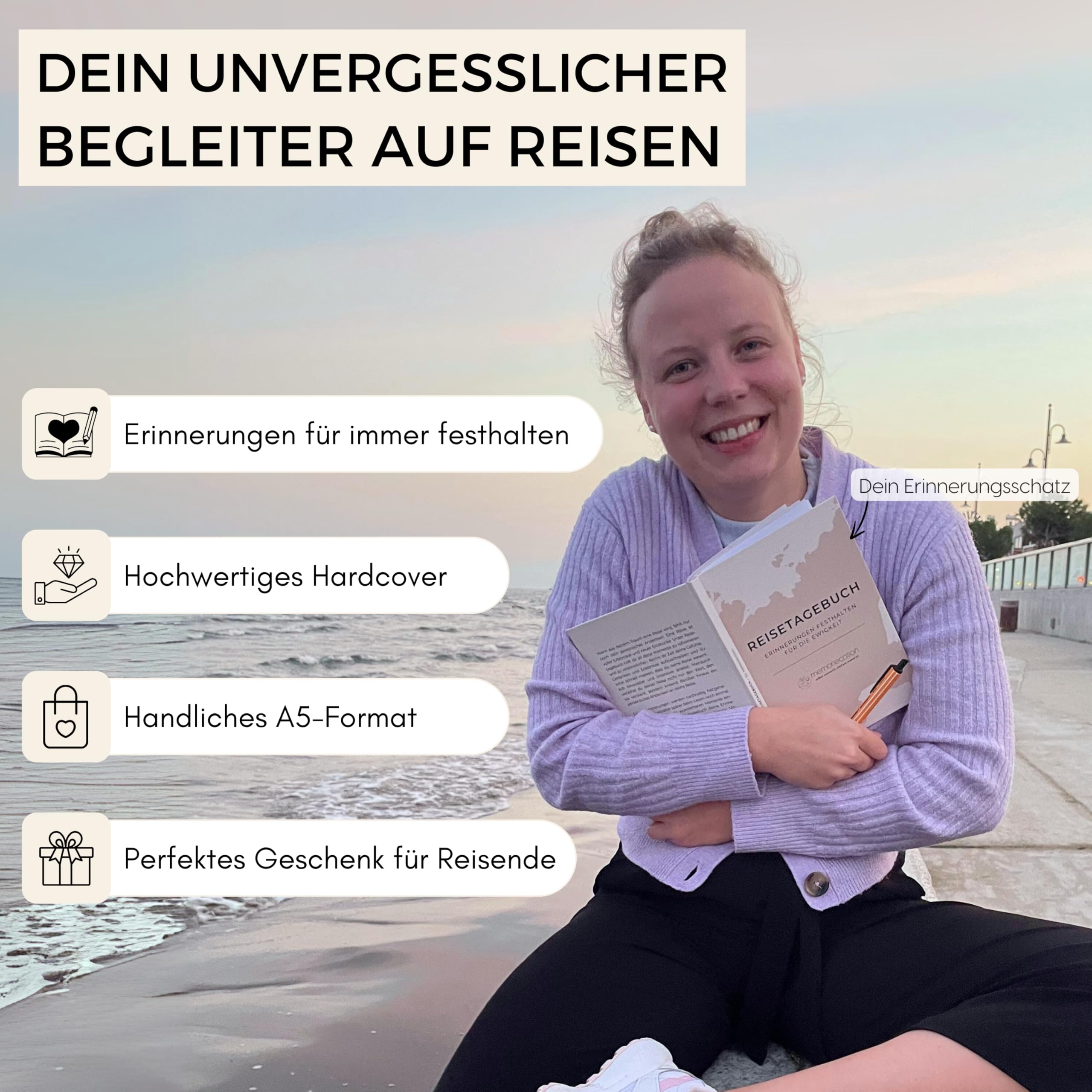 memoriecation® Reisetagebuch zum Ausfüllen - Unser Travel Journal ist dein inspirierendes Tagebuch für Urlaub, Weltreise oder Städtetrip - Perfektes Reise Geschenk für Weltenbummler - A5 - Image 2