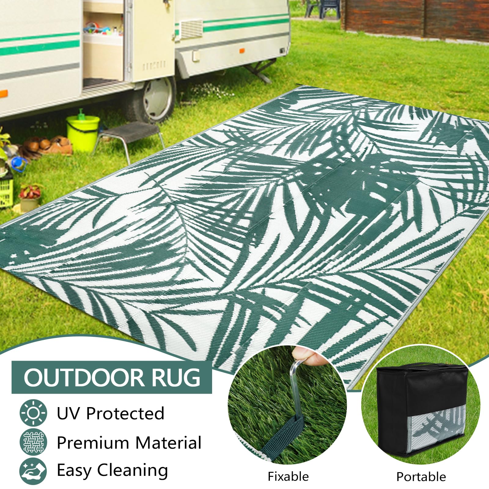 Famibay Tapis d'extérieur imperméable pour Jardin, terrasse, réversible, Paille en Plastique, Tapis de Camping, Couverture de Pique-Nique Portable pour Balcon, terrasse, Jardin, Porche, Plage, barbec