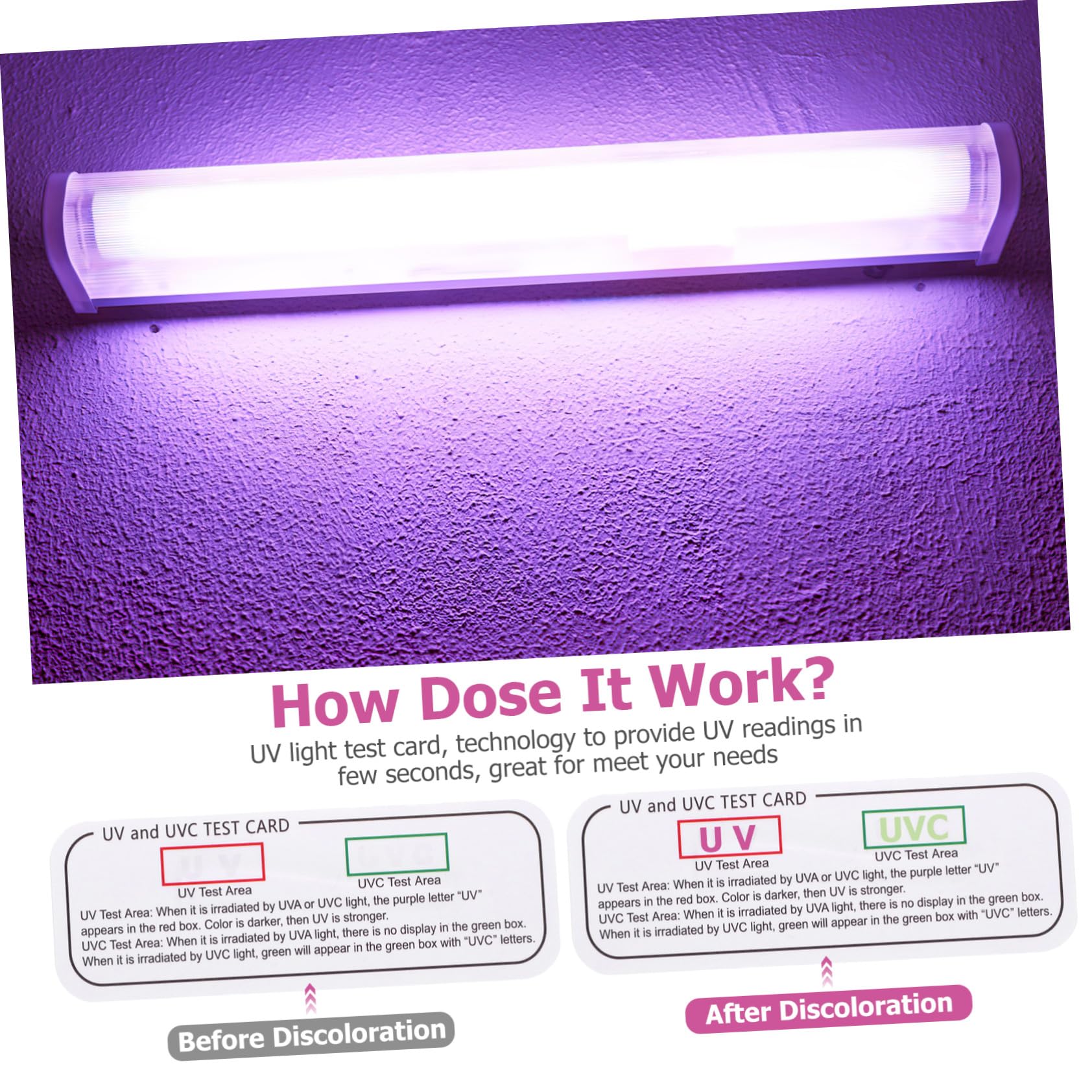 Holibanna 5 pezzi Schede Indicatore Uvc Test UV Strisce Compatte e Portatili per Monitoraggio e Intensità Luce UV