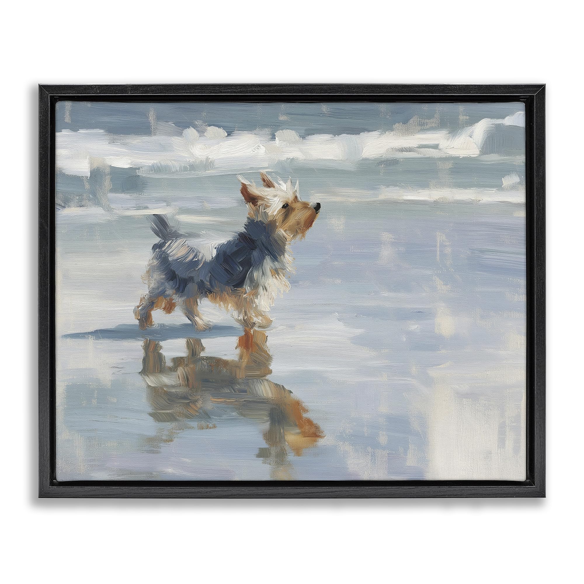 Stupell Industries 'Yorkie's Quiet Moment', Floating Frame Canvas Art, Black, 21 x 17 Inches, Easy to Hang and Sturdy, Made in USA, by Svetlana Aleynikova