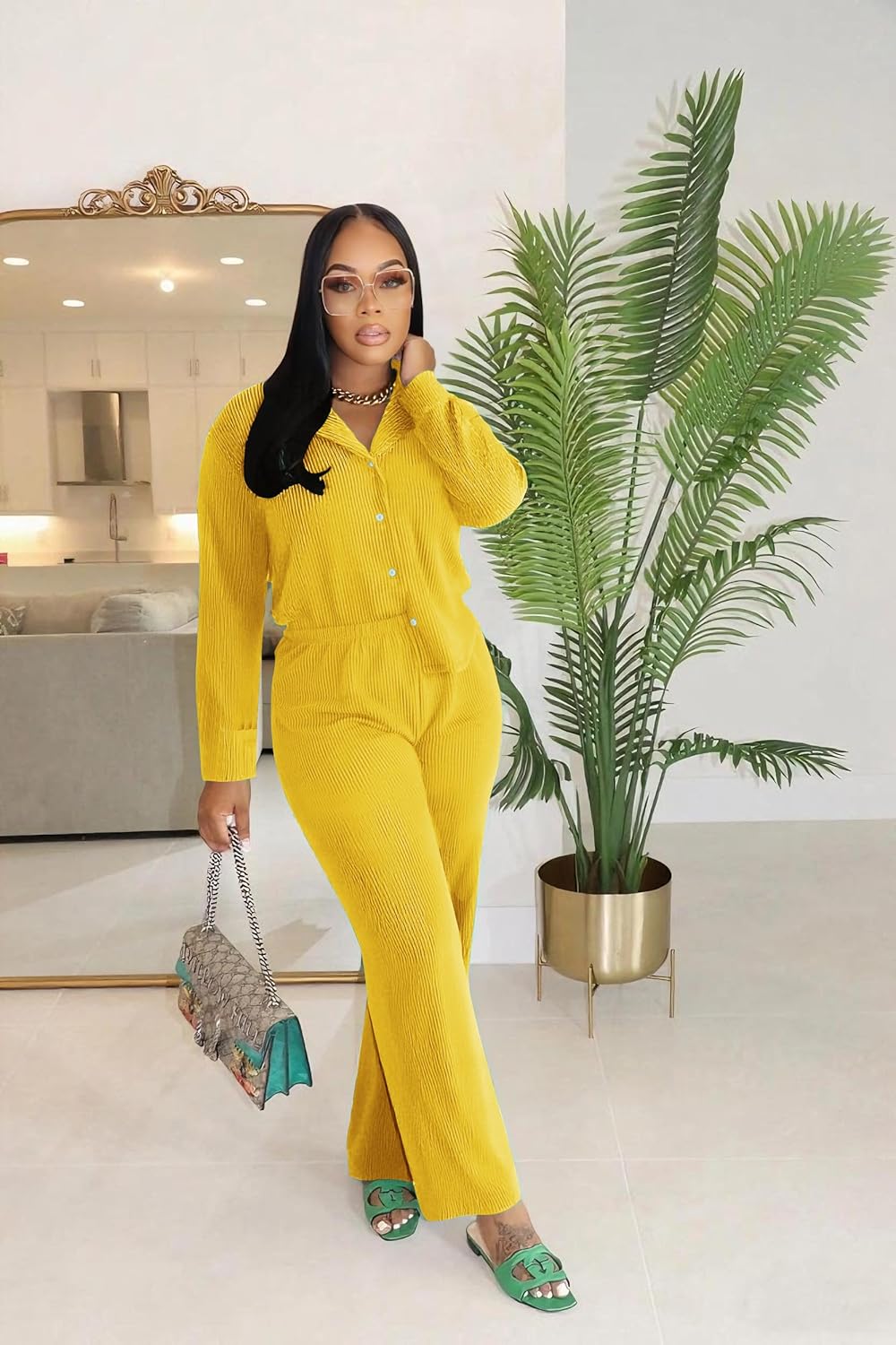 Nimsruc 2 Piece Outfits For Women Casual Long Sleeve Sweatsuit Set - Image 2