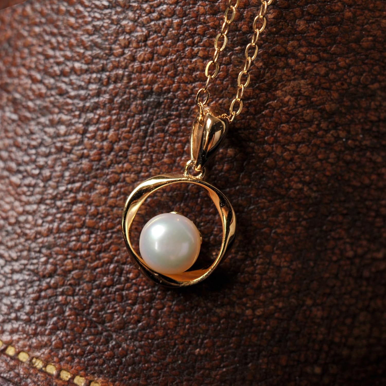 Love Eternal Mobius Ring 5mm Button Shape Freshwater White Pearl Necklace 925 Sterling Silver 14K Yellow Gold Plated Pendant for Women With 18 Inches Chain Birthstone Wedding Trendy Party - Image 8