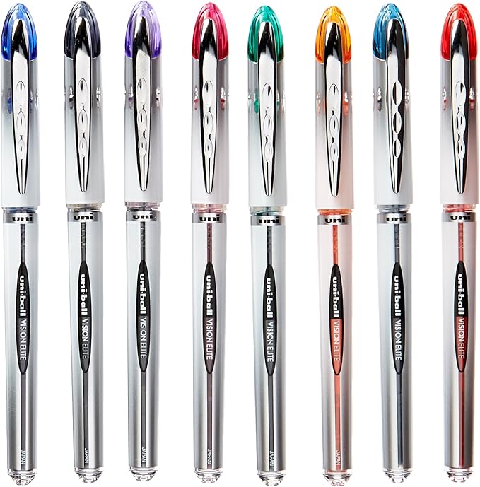 UniBall Vision Elite Rollerball Pen Assorted Color 8Pack