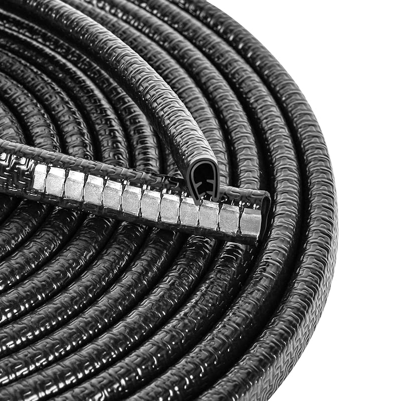 MYFAMIREA Protetor de Borda de Porta Automotiva em U, Vedação de Borracha Preta com 10 m e 2 mm, Sem Adesivo, Kit com 2 Rolos