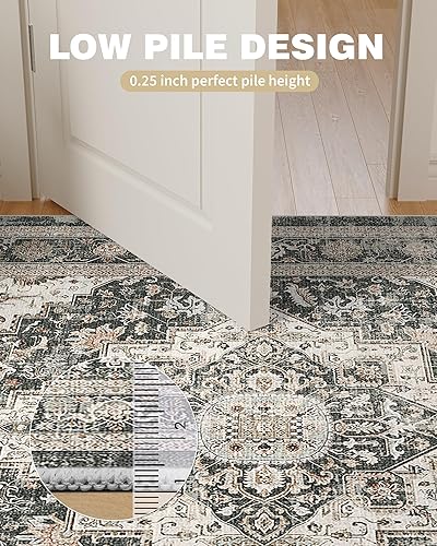 Miniatura 96 de Alfombras de área de 8 x 10 pies para sala de estar, vintage lavable con parte trasera antideslizante, resistente a las manchas, alfombra de área