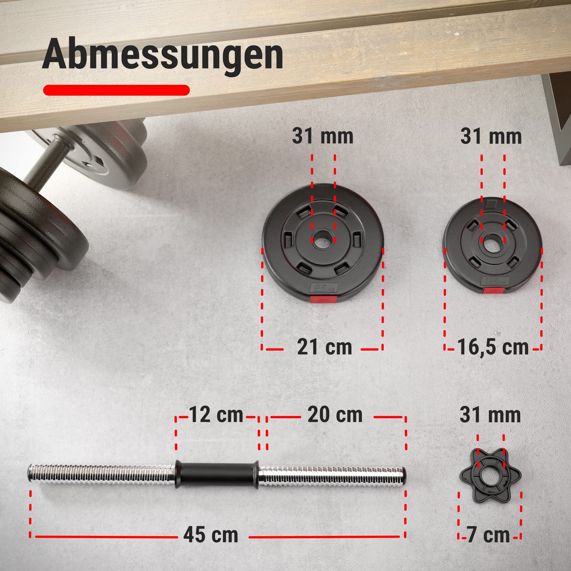 Hop-Sport Kurzhanteln 2er Set - Hanteln Set - Gewichte 20kg / 40kg - Hantelstange 30mm mit Sternverschlüssen, gerändelt