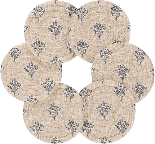 Miniatura 2 de Coasters Set of 6 with Holder Absorbent Coasters for Drinks Table Coasters Porta Vasos para Mesas Watercolor Farmhouse Flower