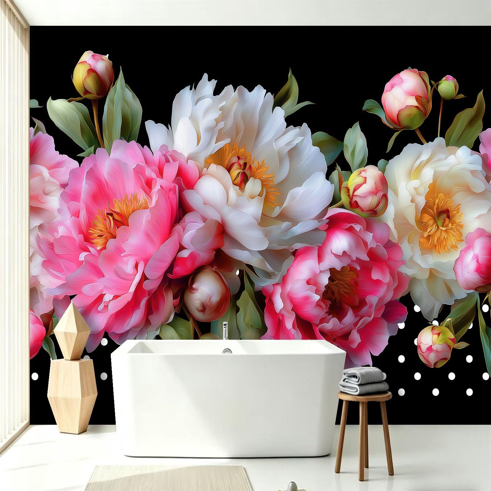 WTD - Papel pintado fotográfico (300 x 210 cm), diseño de peonía floral