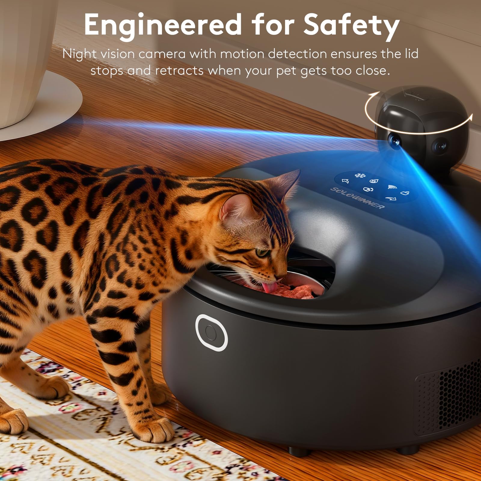 Automatic Cat Feeder Wet Food for 5 Meals, Semiconductor Cooling & Pre-Heating Pet Food Dispenser with Night Vision Camera, App-Control Auto Cat Feeder with Food-Grade Stainless Tray (Black) - image 6