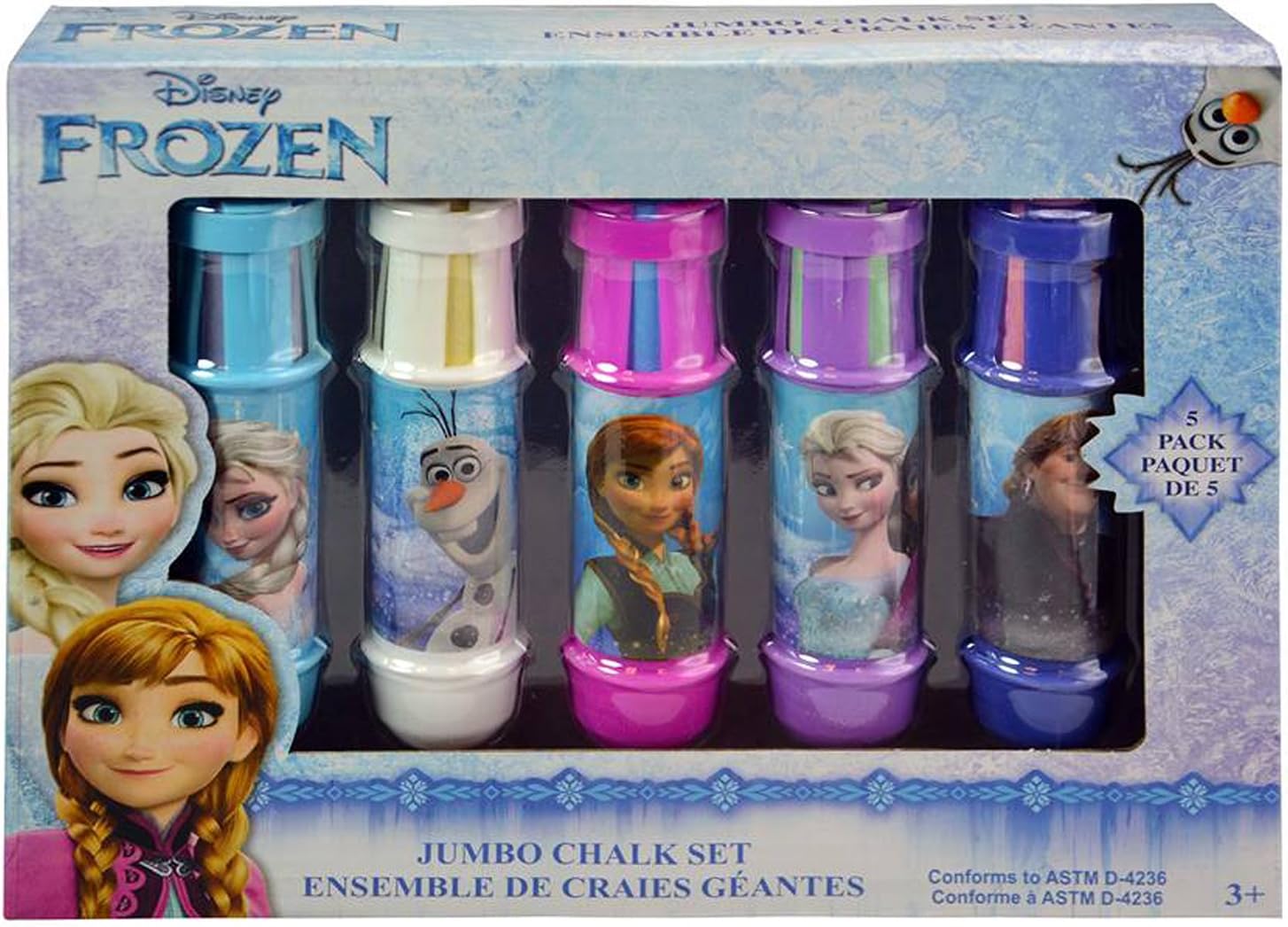 Disney Frozen 5 PC Jumbo Chalk Set Adjustable Draw and Play