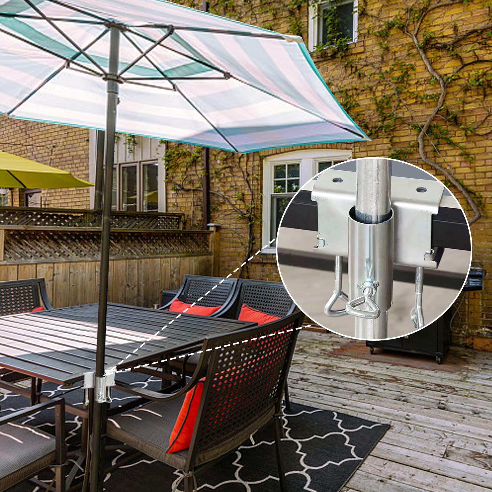 YeahBoom Supporto per ombrellone,Morsetto da Giardino per ombrelloni,Ringhiera del Balcone o Tavolo,Ombrelloni Morsetto,Supporto per ombrellone per Balcone e terrazza per Eventi all'Aperto Campeggio