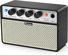 Ueteto Mini Amplificador De Baixo De 10W, Amplificador De Prática De Baixo Portátil E Recarregável Com Canais Limpos E De Acionamento