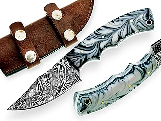 Damascus Horizontal Carry Knife Handmade Damascus Hunting Knife with Sheath 4 Inch Edc Fixed Blade Knife Full Tang for Skinning 3598 - JNR Traders