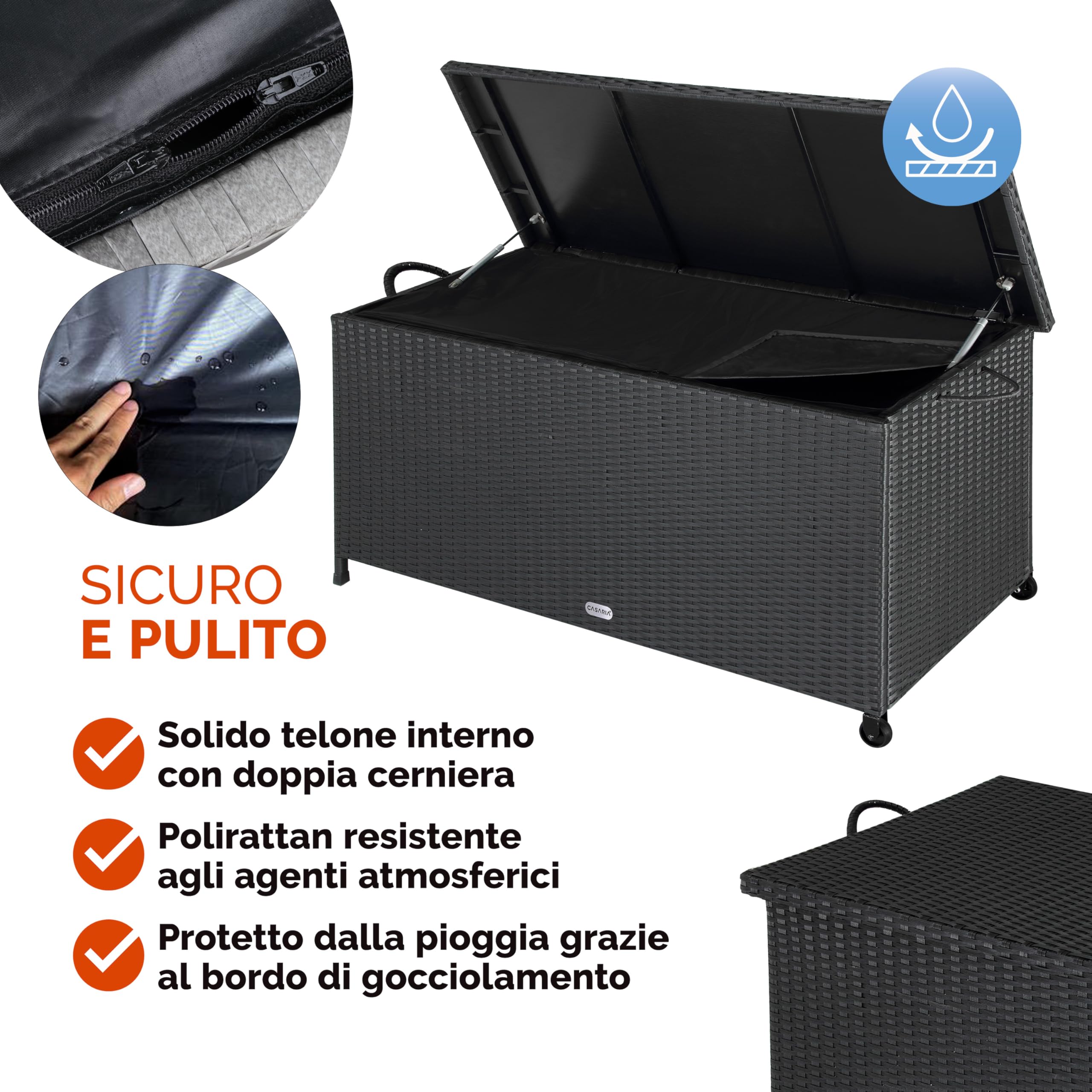 Casaria Baule da Esterno XXL 117x53x60cm 270L Impermeabile Resistente Contenitore Giardino