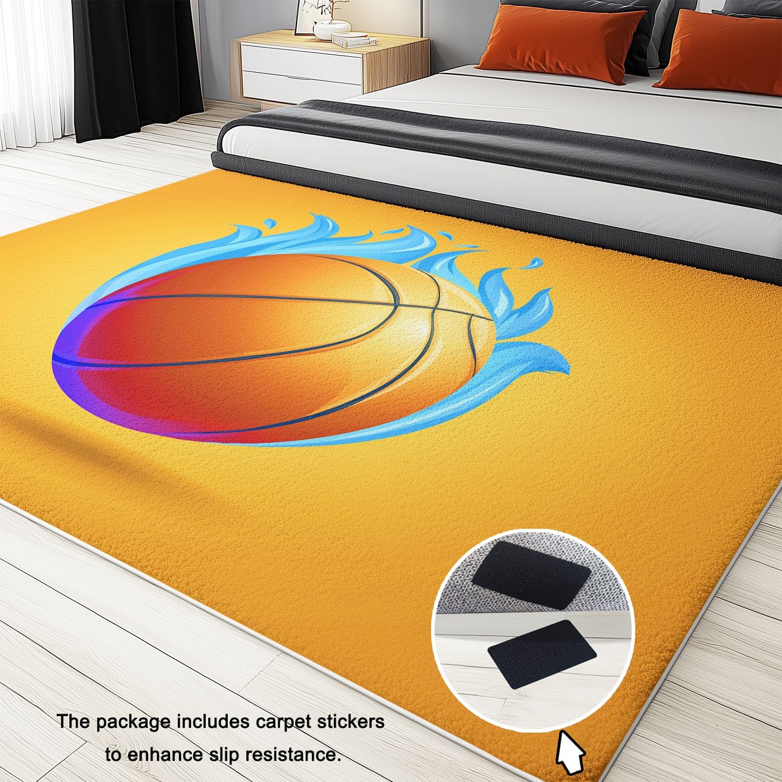 Generisch Sporty Modern Fußball Flanell Teppich Klein 80x150cm Maschinenwaschbar Perfekt für kleine Spieler im Kinderzimmer - Gelb